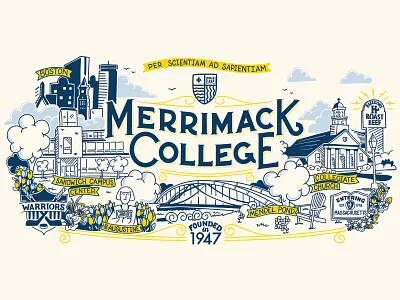 Merrimack College - Illustration boston draw illustration lettering mural school typography