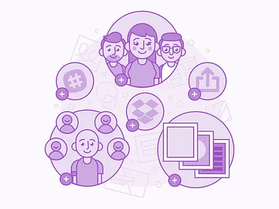 Illustration | "Moodily Upgrade" + 1 Year of Freelancing branding character color design emails illustration linework people startup story team