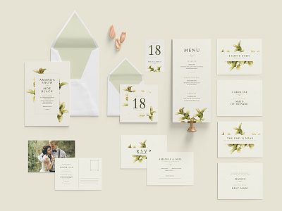 Wedding Invitation Green Foliage wedding invitation wedding invite