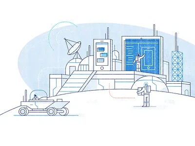 MessageBird Developers icon illustration people phone planet print screen space