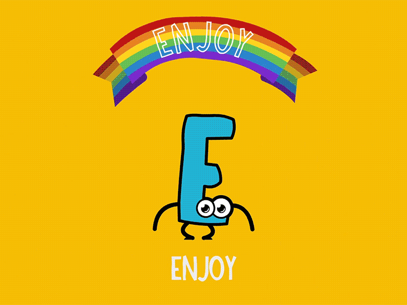 [E]njoy 2d alphabet animated animation cartoon character gif illustration motion design