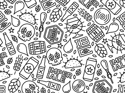 Imperiale Beer Cafe barrell beer craft beer hops pattern record skull taco water wheat