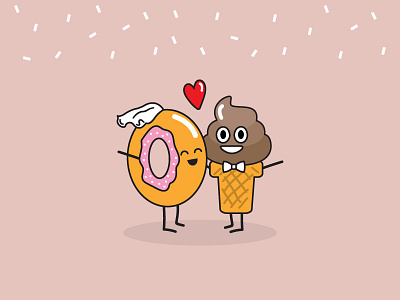 Sweeties bride celebration dessert donut emoji groom happy ice cream minimalism sweet wedding