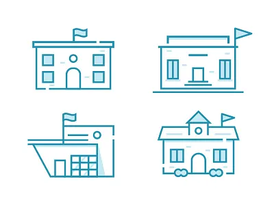 School Icons app blue building education flag icon school