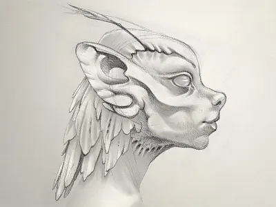 Svetlana alien creature drawing elf pencil sketch