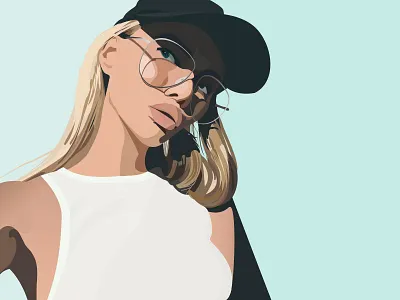 The Selfie glasses hair illustrator illutration lips mint model pout selfie shading vector