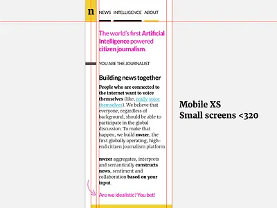 nwzer - About Page Mobile XS ai journalism mobile news reddit responsive ui user generated content ux wip