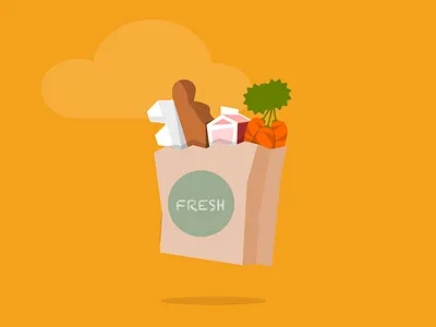 Fresh Groceries bag bread carrots eggs food milk
