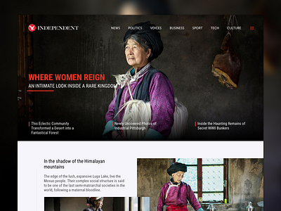 The Independent - Concept black blog clean dark independent red ui ux web website