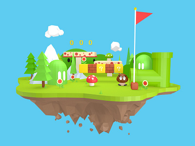 Childhood Memory---Super Mario c4d lowpoly