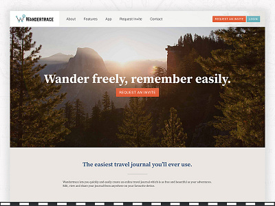 Wandertrace landing page explore journal landing page remember travel ui wander website