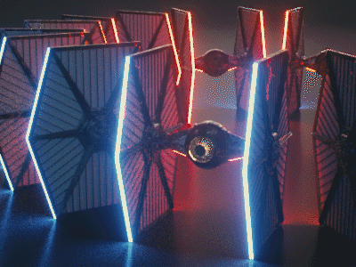 TieLoop 3d art c4d cinema4d fan gif motion movement octane scifi space starwars