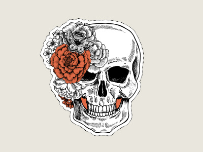 Floral Skull floral flower halloween rose skeleton skull tattoo valentines vector xara