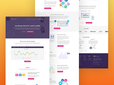 Fusioncharts Redesign animation charts famous flat graphs interaction landing redesign