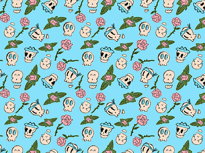 Skulls & Roses illustration illustrator pattern roses skulls