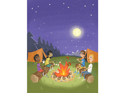 Lifeway Centrikid Camps Campfire adventure camp fire camping character design explore illustration kid lit kids books kids camp summer holidays summer time tents