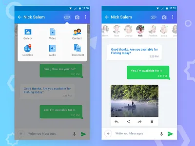 Sharing on Chat App chat app mobile app ui design ux design visual design