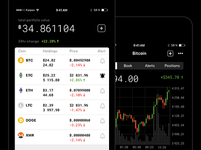 Blockfolio redesign concept app bitcoin blockchain clean ios minimal mobile simple ui ux