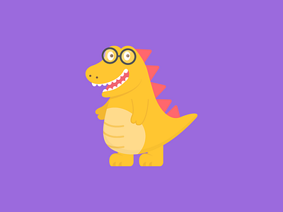 Dino animal cute dinosaur flat illustration nerd vector