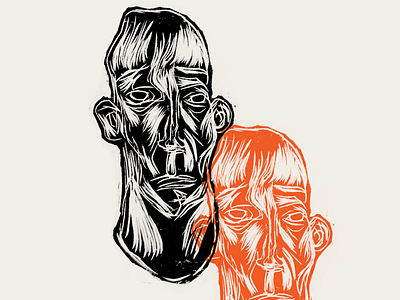 Woodcut africa face woodcut xilogravura