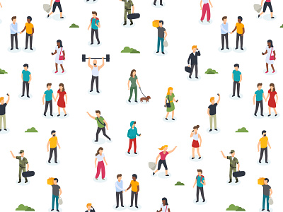 Isometric people pattern isometric pattern people