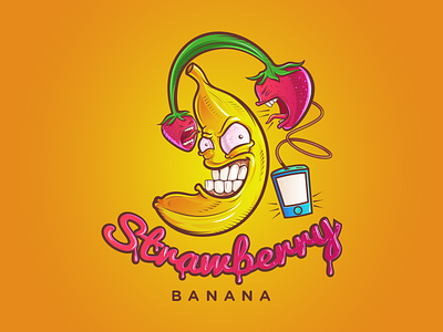 Strawberry Banana - Concept illustration 99designs banana concept digital fruit illustration music strawberry vector