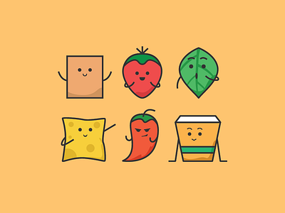 Flavours cheese chili chocolate coffee latte fun dab flavours greentea happy hot icon illustration strawberry