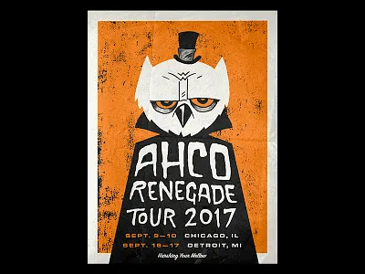 AHCO Renegade Tour 2017 adam hanson ahco bespoke type design ghoul gig poster illustration lettering owl