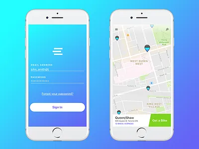 Totally Hypothetical Bike Share App app bicycles bike share city ios iphone mobile ui unlocking ux