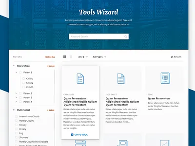 Mockup - Search/Wizard Style Application fidelity filters grid hi fi high list mockup results search sketch wireframe wizard
