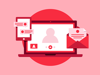 T-metrics Illustration chat contact email header icon illustration talk ui video website