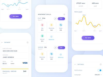 Payment of utility services apartment app bills electricity gas graphic ios payment service utility
