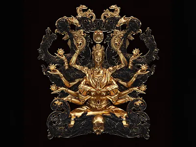 † Hairesis † 3d art billelis gold icon illustration ornate skull symmetry