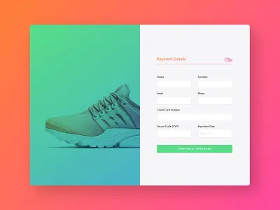 Payment Details Card button colour design details fashion form nike payment ui