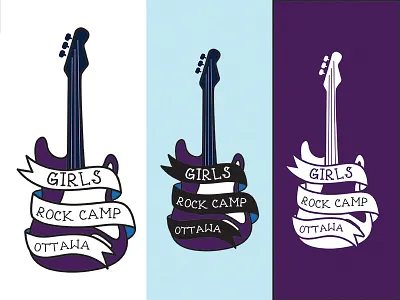 Rock Camp Logo banner design guitar logo music purple rock and roll