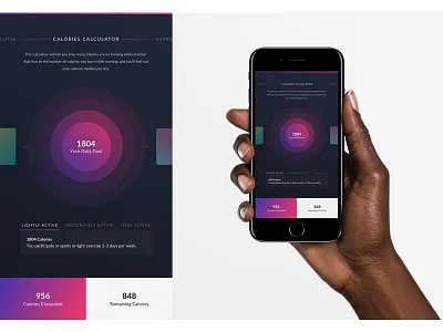 Fitness Calculator calculator design fitness gradient mobile ui web