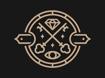 Keyholders icon all seeing eye diamond emblem icon key line work logo minimalist occult secret society simple vector