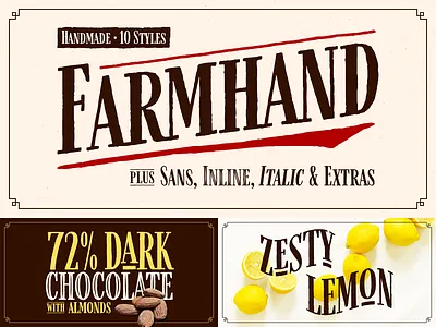 Farmhand Font Family font hand drawn handmade handwritten lettering organic packaging rough serif type typeface vintage