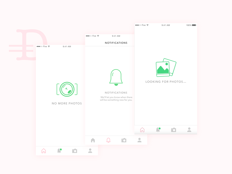 Empty State for Dime app animations app empty empty state icons last photo looking notifications principle ui