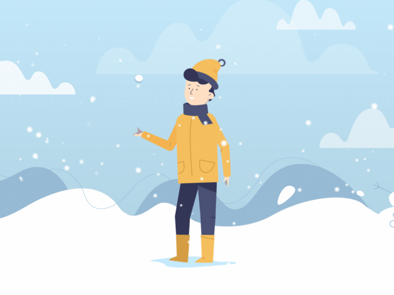 Snowball Game 2d animation boy child design flat game gif snow snowball white winter