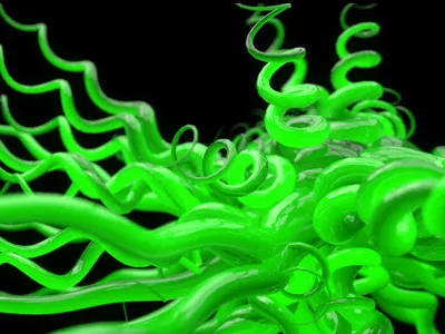 Green gross 3d 4d cinema curly green render spring