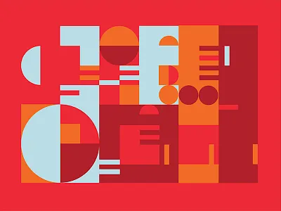 Intergalactic Bonfire abstract blue circle geometric illustration orange vector