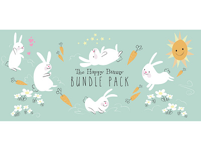 The Happy Bunny Bundle Pack bunnies cartoons cute diy download funny happy rabbits vector