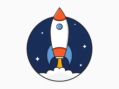 Rocket launch rocket rocket illustration sky smoke space stars the rocket vector