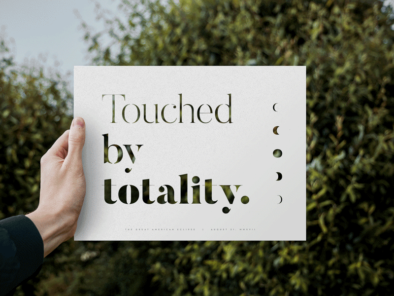 Touched By Totality die cut eclipse light poster sign stencil weight