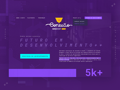 UX / UI Site Conexão KingHost background evento future online speakers ui ux