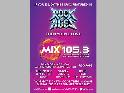 Rock Of Ages ad mix 105.3 radio station rock of ages