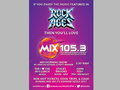 Rock Of Ages ad mix 105.3 radio station rock of ages