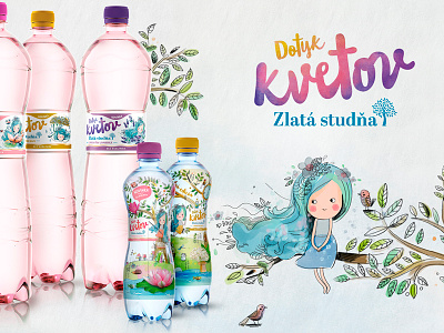 Zlata Studna Bottle bottle fairy illustration mascot product water watercolor