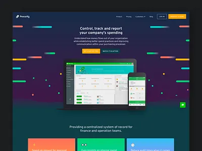 New Procurify Homepage app homepage landing page software space web design website